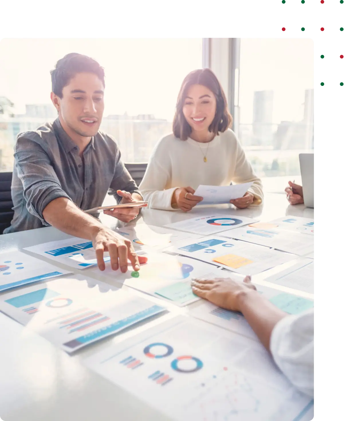 Group meeting with data sheets